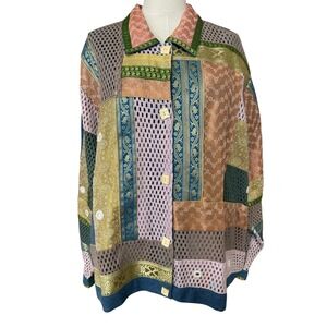 Vintage 220 Hickory Patchwork Earthy Bohemian Hippie Jacket Artsy Eclectic 3XL